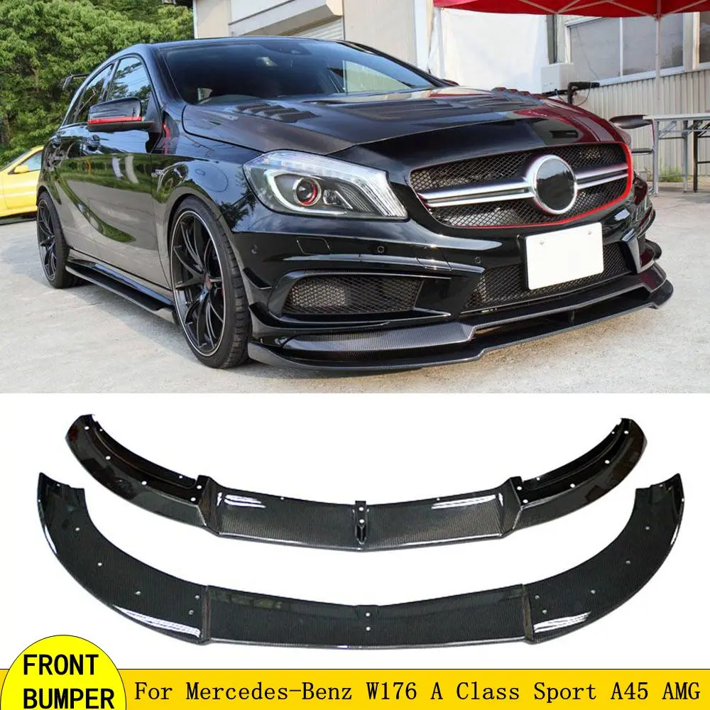 

Двухуровневый передний бампер из углеродного волокна для Mercedes-Benz W176 A Class Sport A45 AMG A250 A260 2013-2018