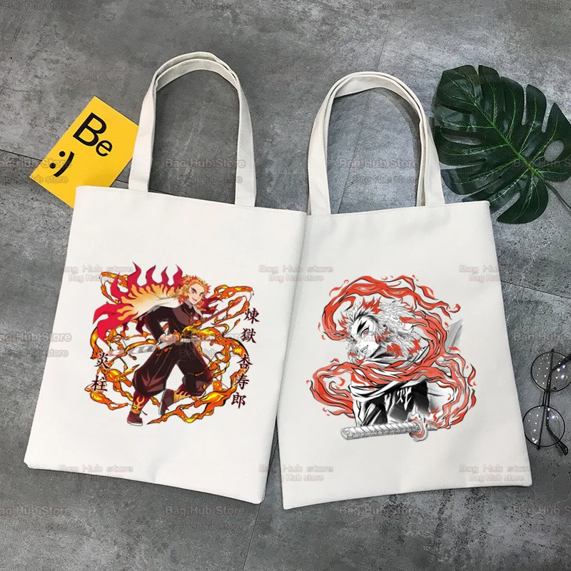 

Сумка для покупок Rengoku Kyoujurou Mugen из аниме «рассекающий демонов», экологически чистая многоразовая сумочка-тоут, под заказ