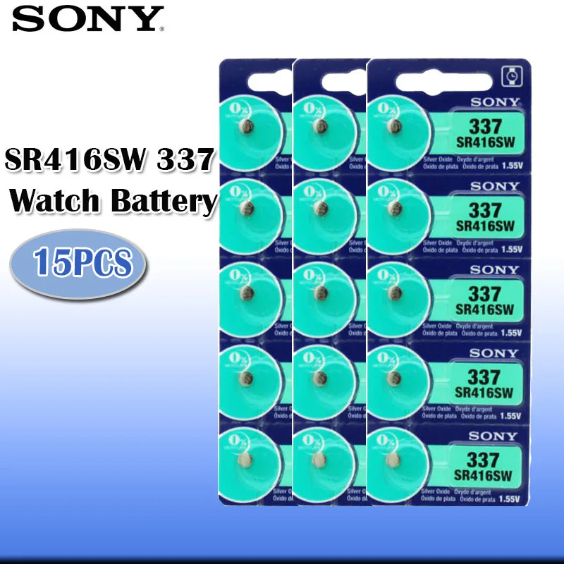 15 шт./лот Sony 100 Оригинал 1 55 в 337 SR416SW оксид серебра часы батарея Кнопка монета