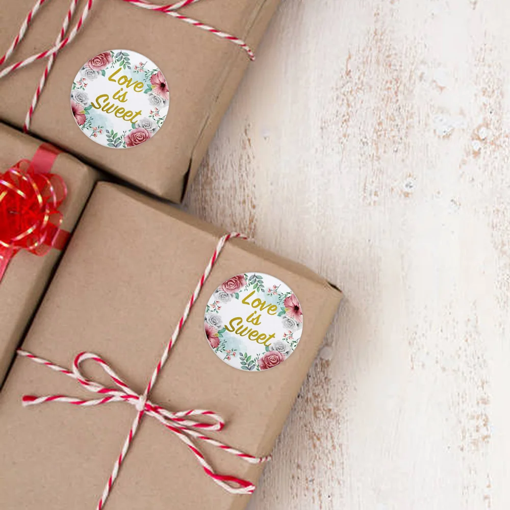 

500pcs/roll 3.8cm Coated Paper Sticker Gift Sticker Decoration Paper Bronzing Sealing Sticker Gold Stamping Decals For Package