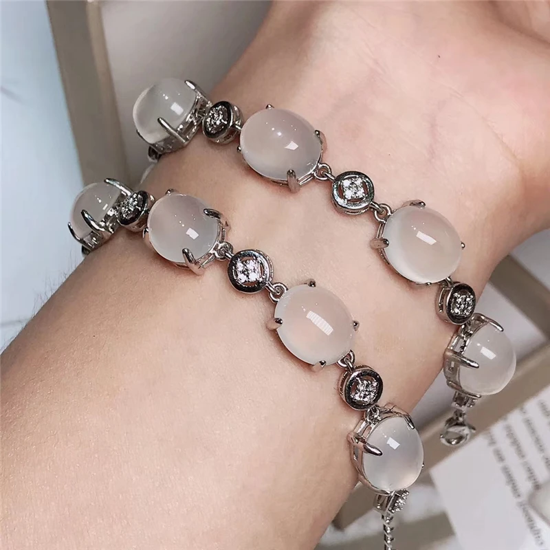 Jadery 1 шт. белый Нефритовый камень браслеты для женщин очаровательные 925 пробы