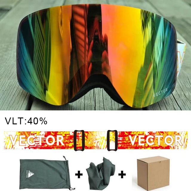 orange Векторные брендовые лыжные очки мужские и женские двойные линзы UV400 противотуманные лыжные очки снежные очки Взрослые лыжные очки для сноуборда - Цвет: orange