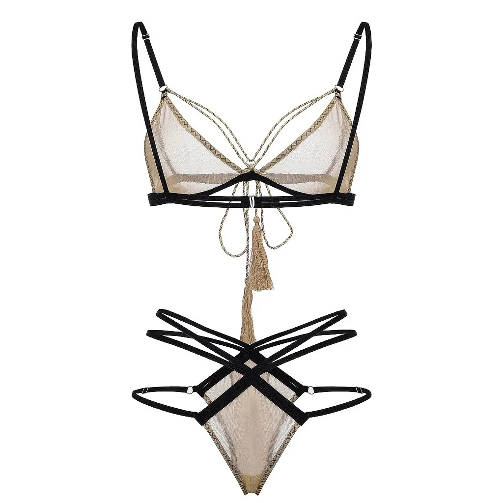 

Sexy Lingerie For Women Lace Erotic Underwear Transparent Mesh Porno Bra Bandage G-String Langerie Set Baby Doll Lenceria Mujer
