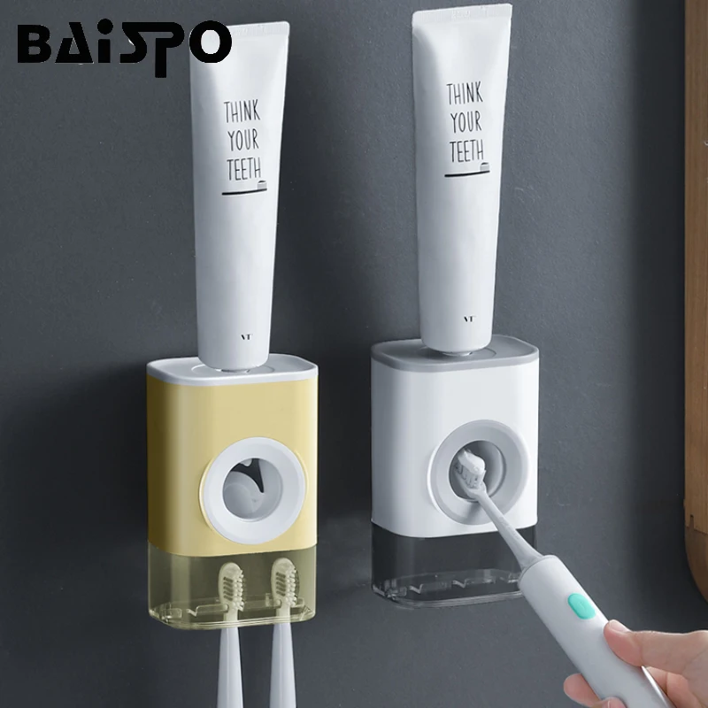 

Автоматическая выжималка BAISPO для зубной пасты, настенный диспенсер, держатель для зубных щеток, Бытовые аксессуары для ванной комнаты