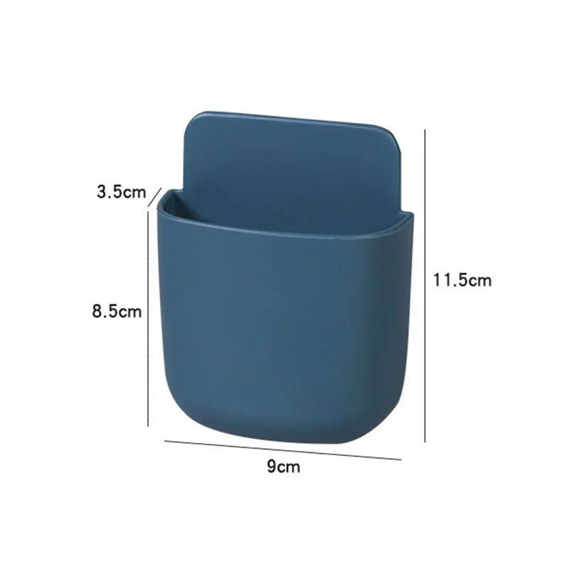 

Wall Mounted Convenient No Punching Remote Control Storage Box Solid Color Bedside Mobile Phone Storage Rack Kitchen Supplies