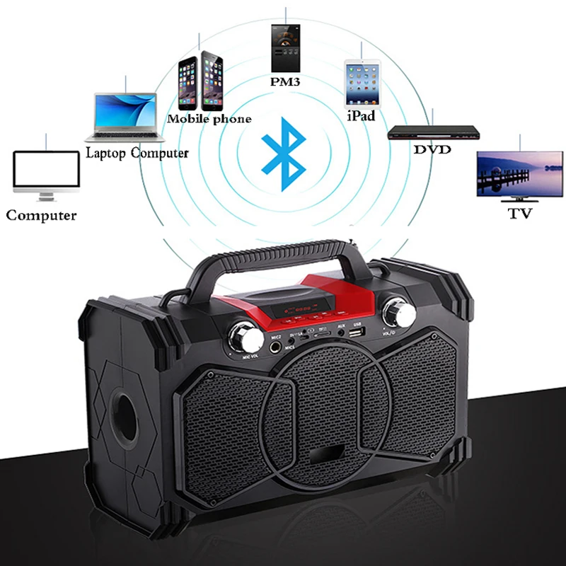Bluetooth Колонка портативная с сабвуфером 30 Вт FM радио TF AUX USB|Портативные колонки| |