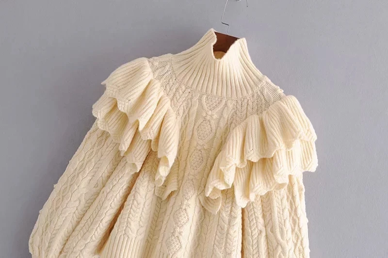 Winter ruffle turtleneck sweater women pullovers long sleeve knitted casual pull femme ladies korean 2019 | Женская одежда