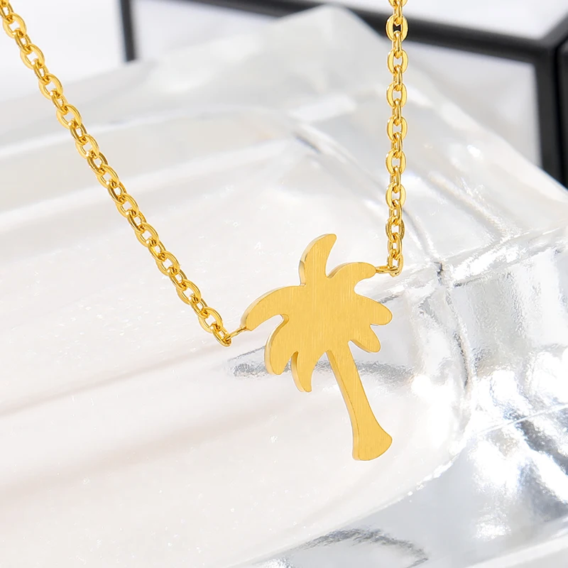 V привлечь Лето 2017 г. Jewelry Нержавеющая сталь простой Palm Tree Цепочки и ожерелья