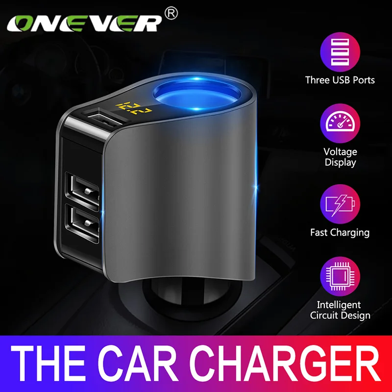 Разветвитель автомобильного прикуривателя Onever с двумя USB портами 3 1 А|Адаптер