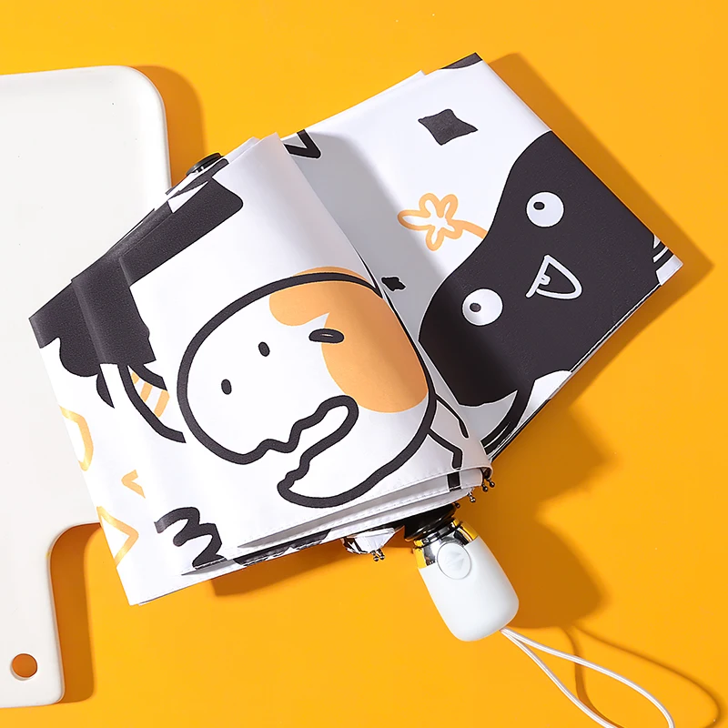 

Cute Monster Umbrella Women Wind Resistant Fully-Automatic Three Folding Children'S Dinosaur Printed Rain Umbrella Kid Gifts