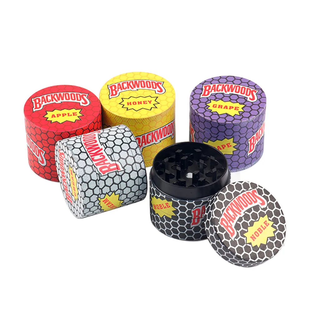 Backwoods 63mm Herb Grinder Metal Tobacco Cigarette Pipe 4 Layers Zinc Alloy Spieces Crusher Smoking Accessories Customize