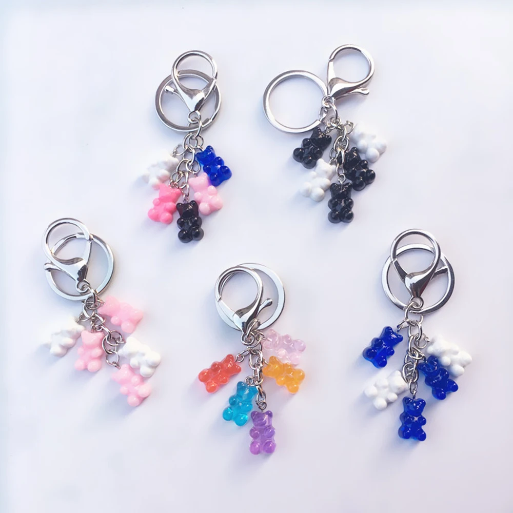 Cute Resin Gummy Bear Keychain For Woman Candy Color Animal Charms Keyring Girls Earphone Cover Jewelry Wedding Gifts | Украшения и