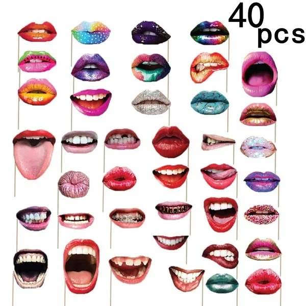 40pcs Photo booth Свадебные Декорации для студийной Фотокабины Baby Shower бутафория для свадебной фотосессии на Photo Booth Mr Mrs молодожены вечерние DIYPhotobooth - Цвет: 40pcs