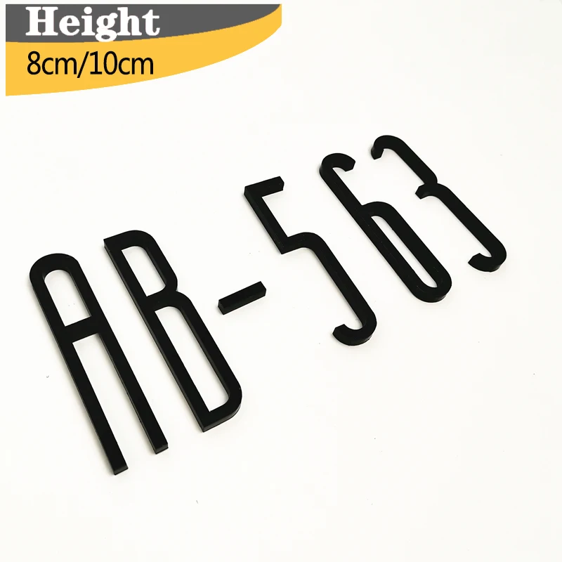 8/10cm ABS Plastic Modern Self Adhesive Black Door Number Sign Number Digit Apartment Hotel Office Address Street Number Sticker
