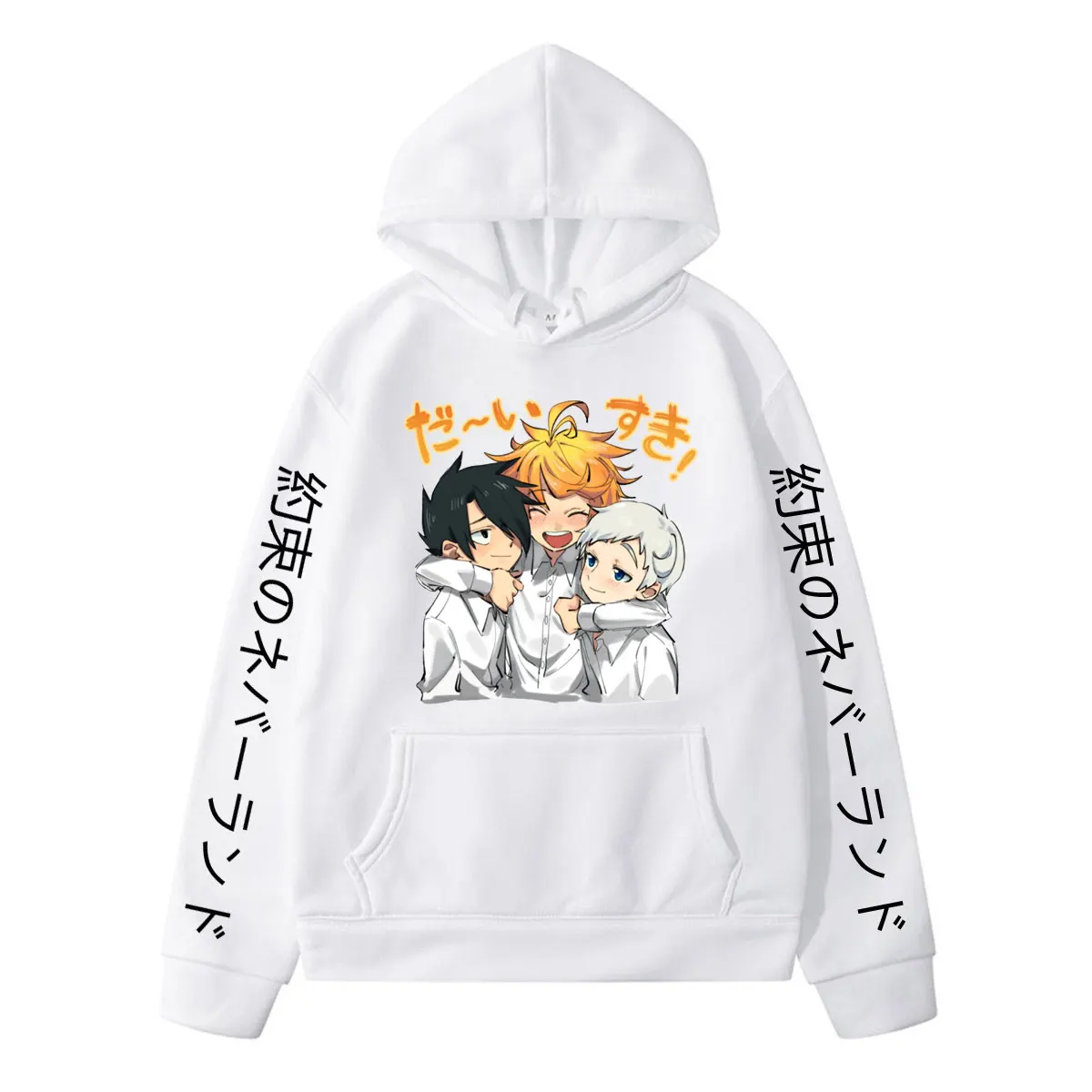 

The Promised Neverland Hoodies Sweatshirt Men Harajuku Japanese Anime Emma Norman Ray Hoodies Streetwear Graphic Hooded Male