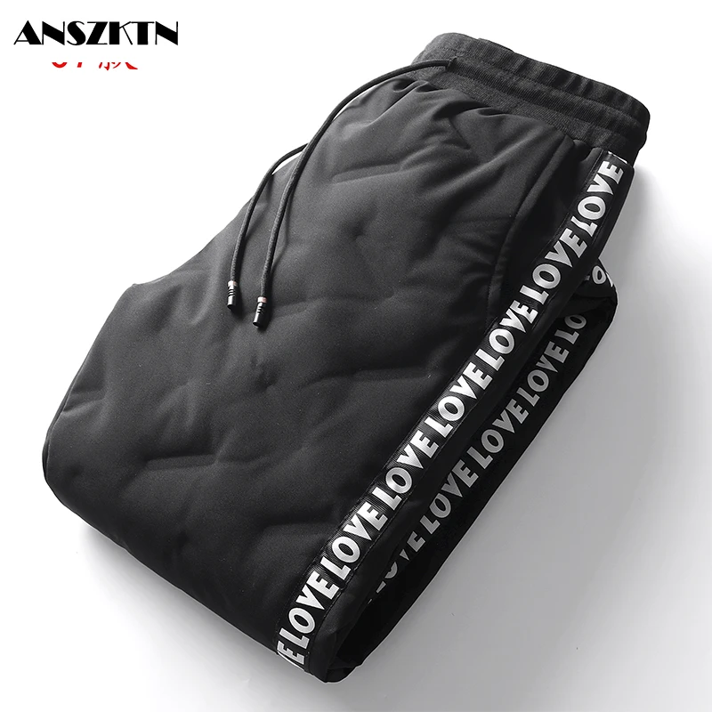 

ANSZKTN Down pants for men winter outdoor windproof warm 90 white duck down cotton pants slimming thickened sports casual pants