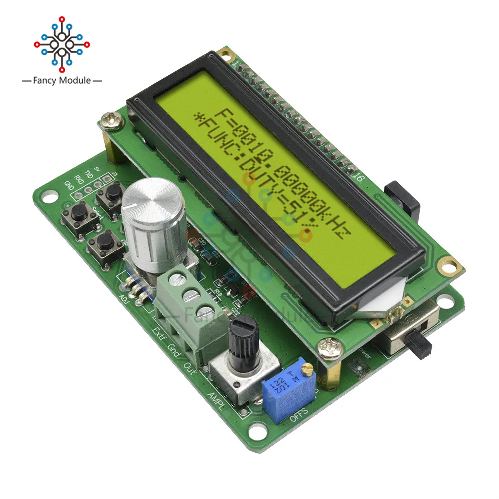 Генератор сигналов DDS FYE050 модуль 0-50 кГц частотомер 1602LCD поворотный переключатель
