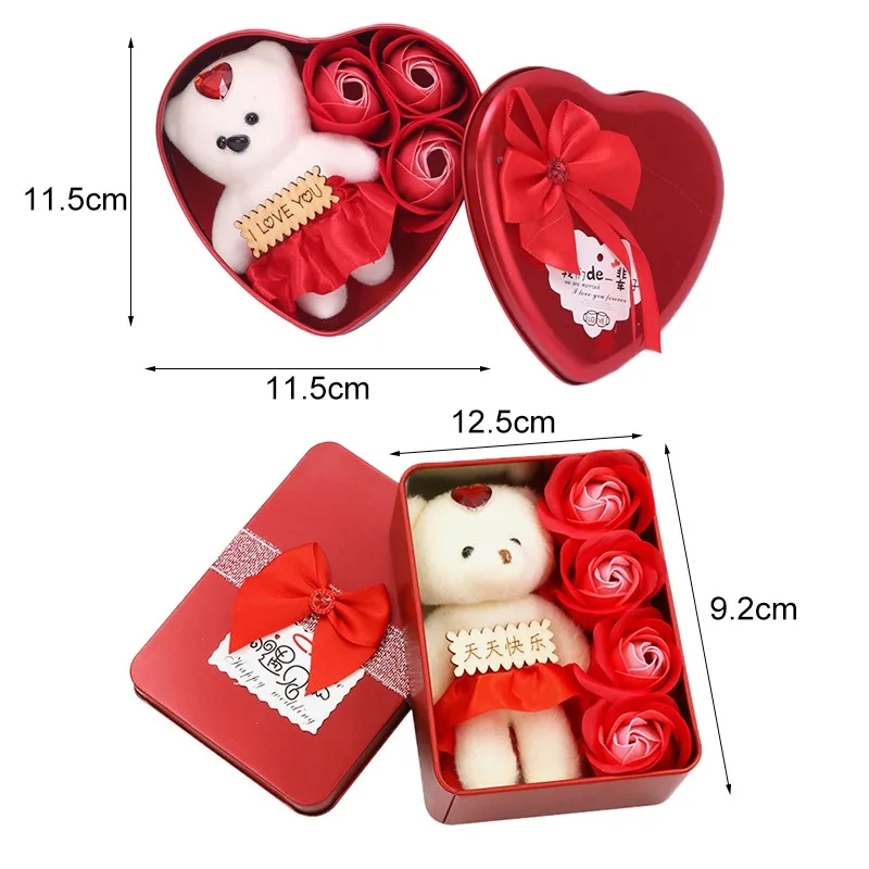 

Soap Flower Gift Box Valentines Day Scented Rose Petals with Bear Soap Flower Gift Box Valentines Day Scented Rose Petals