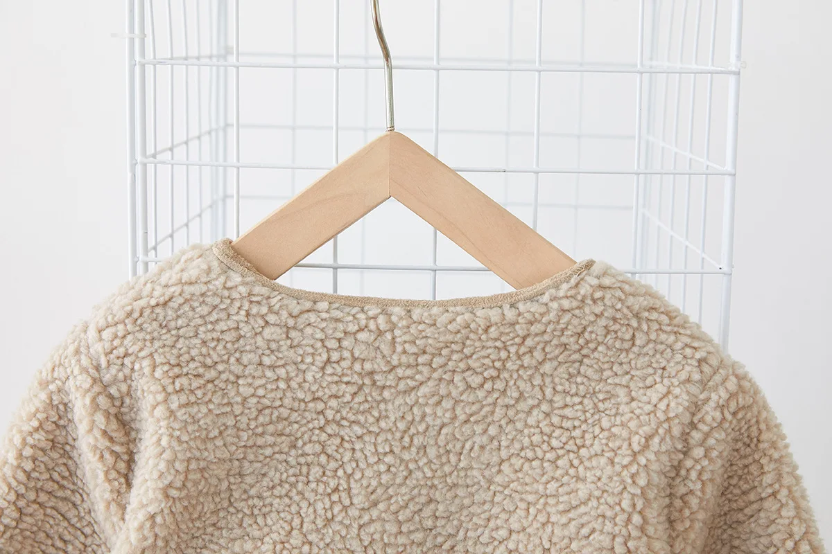 Корейская Осенняя качественная куртка из ягненка для девочек бархатная тонкая