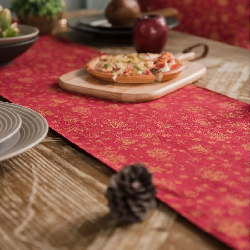 Рождественская красная колокольчика Настольная дорожка Бронзирующая поделка