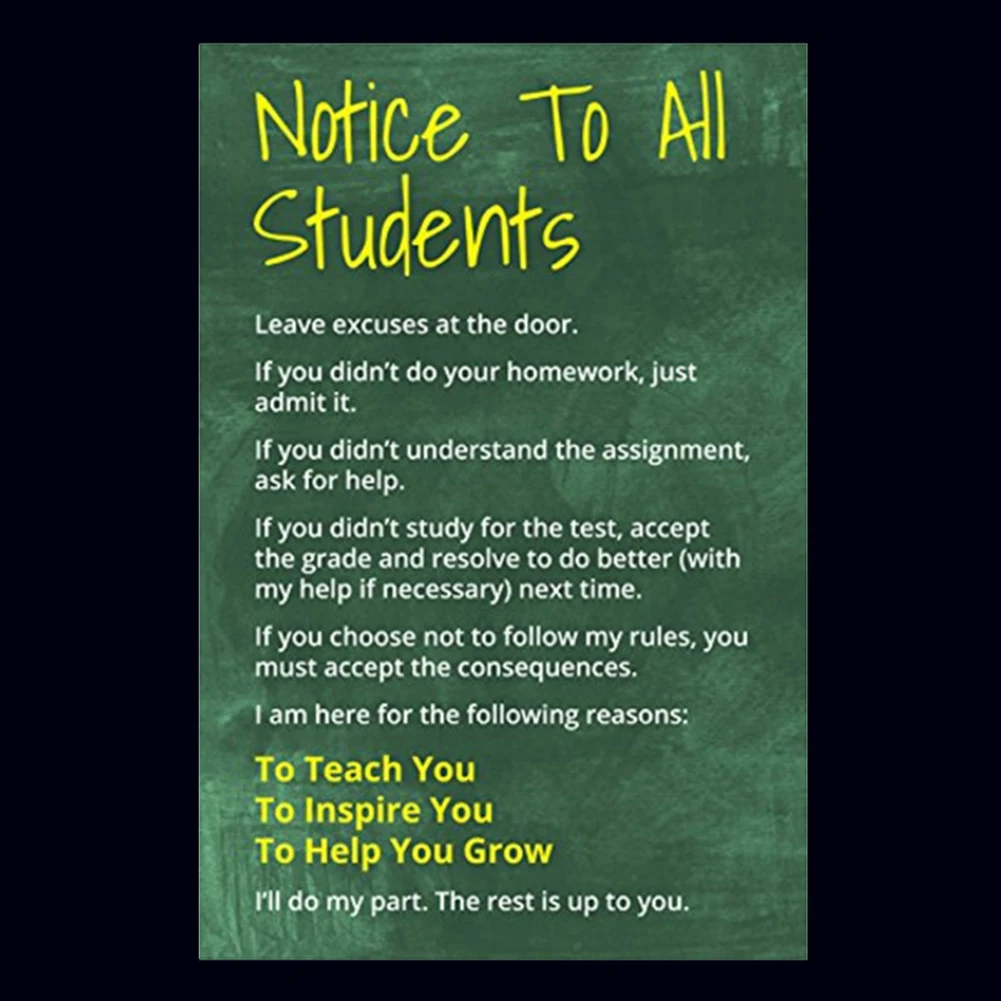 

Retro Posters Wall Stickers Motivational Poster Notice To All Students Letters Motivational Home Decoration Painting Art Sticker
