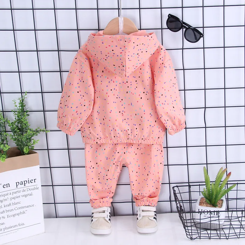

2020 autumn new boys and girls Korean version of long-sleeved children's clothing 0-4y paint dot zipper sports children's suit