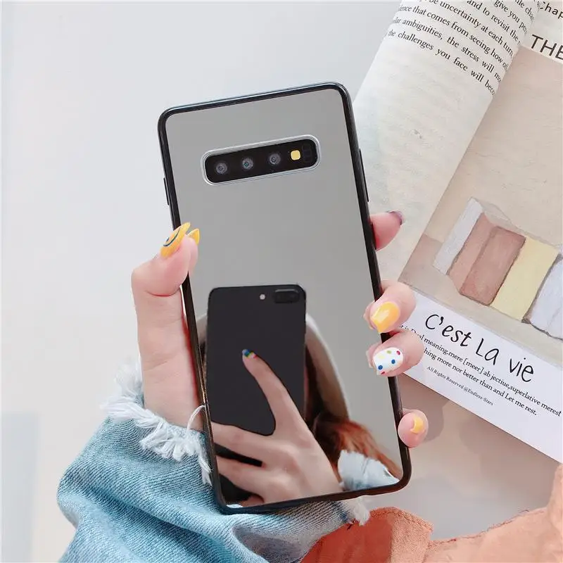 Glossy Make-up Mirror Soft Silicone Cases for Samsung Galaxy Note10 Note9/8 S10 S9 S8 J8 J6 J4 A50 A70 A40 A30 A20e Phone Cover |