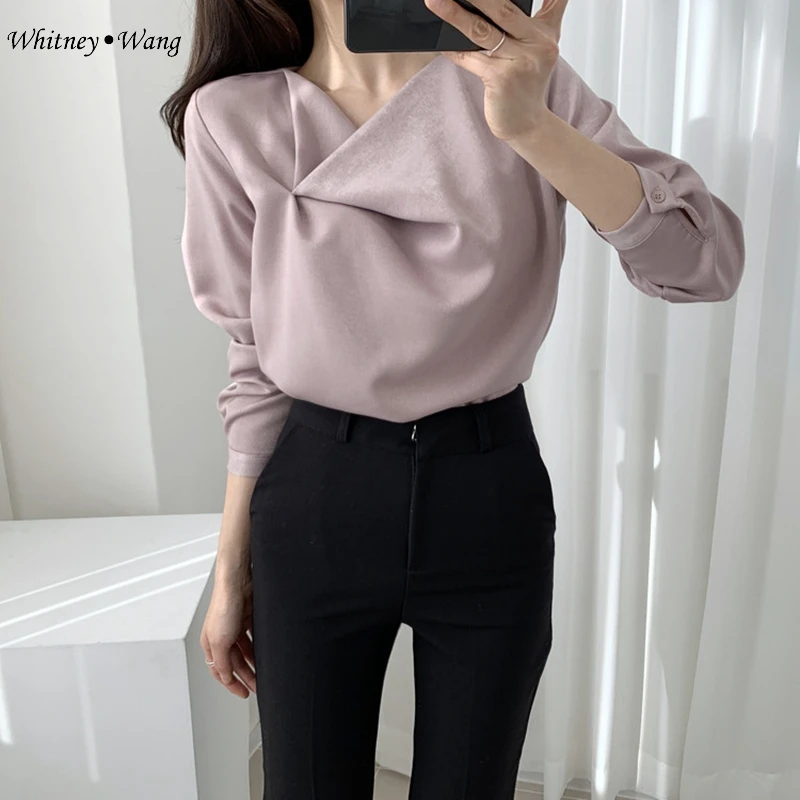 WHITNEY WANG блузки весна 2020 модная уличная одежда корейский стиль короткая