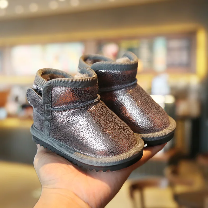 Зимние ботинки для малышей 2019 г. маленьких девочек и мальчиков теплые уличные с