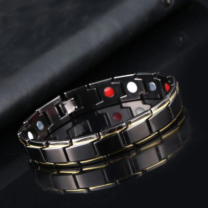 4-Black Gold Модный магнитный медный браслет из гематита, мужские браслеты для здоровья с застежкой-крючком, терапевтические браслеты, мужские ювелирные изделия для здоровья - Окраска металла: 4-Black Gold