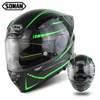 carbon fiber helmet colourful lens vintage double visor safety dot approved helmet motorcycle for men and women racing scooter