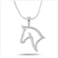 simple hollow horse pendant necklace for women silver color chain animal head punk fashion party daily jewelry female men gifts