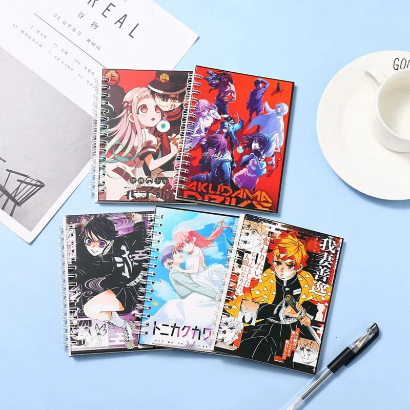 

A Anime Demon Slayer Jujutsu Kaisen Toilet-Bound Hanako-Kun Fly Me to the Moon Elaina Journey Akudama Drive Spiral Coil Notebook