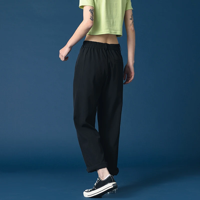 Женские свободные хлопковые шаровары повседневные брюки до щиколотки с