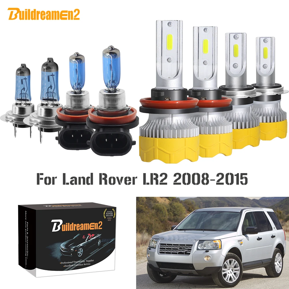 

Buildreamen2, 4 шт., автомобильные фары дальнего и ближнего света, H11 H7 светодиодный галогенная лампа, фары белого цвета, 12 В для Land Rover LR2 2008-2015
