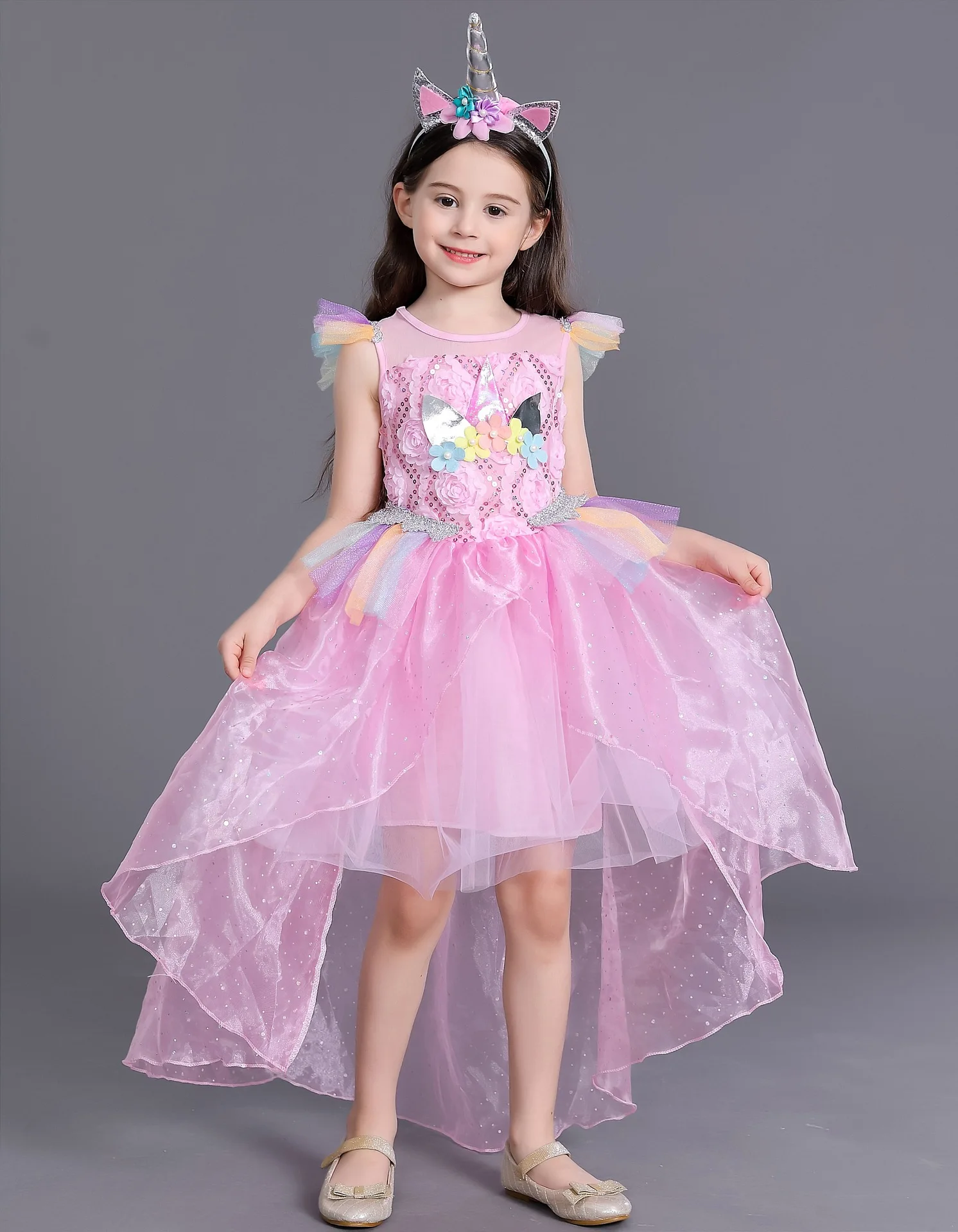 

Teenage Girls Flower Gown Tutu Dress Baby Princess Brithday Performance Party Dress Children Clothing For 2 6 8 10 years
