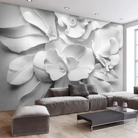 custom wallpaper 3d stereoscopic embossed floral flowers wall painting modern abstract art mural living room bedroom wallpapers