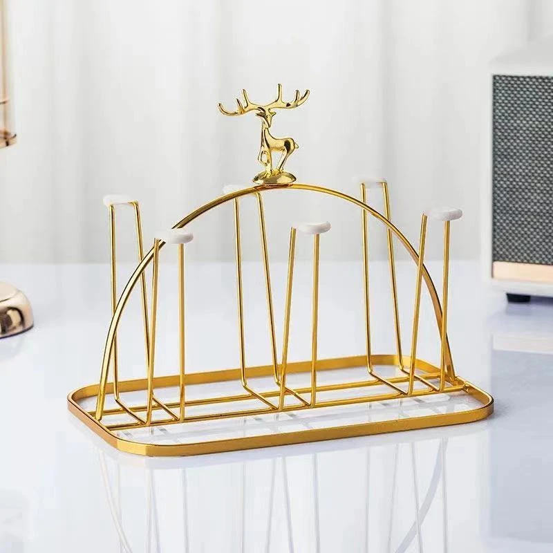 

1PCS/lot Light Luxury Creative Glass Cup Shelf Upside-down European Cup Holder Draining Household Living Room Cup Storage Shelf