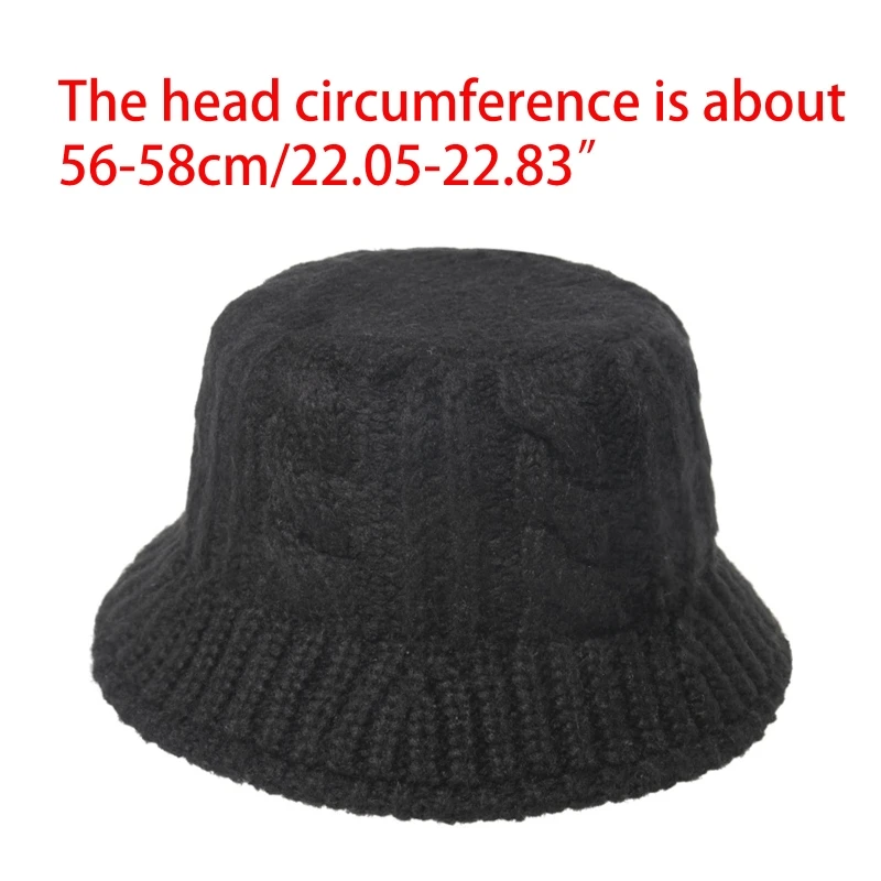 

Unisex Chunky Cable Knit Hip Hop Bucket Hat Twist Striped Solid Color Sunscreen Windproof Warm Packable Fisherman Cap