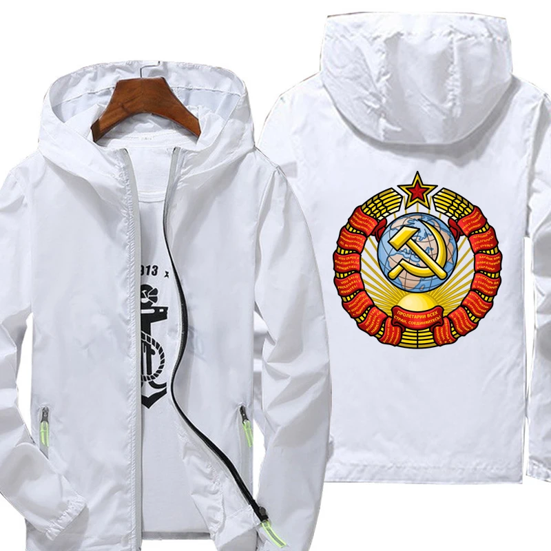 

Куртка CCCP мужская с принтом, Модный повседневный жакет на молнии, большие размеры, весна-осень