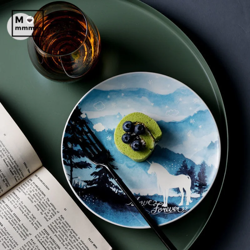 8-дюймовая керамическая посуда набор тарелок для десертов стейков хлеба