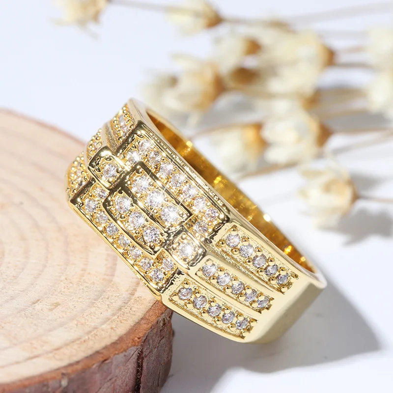 Панк микро проложить кубического циркония большие кольца 18 кргп Золото Цвет босс