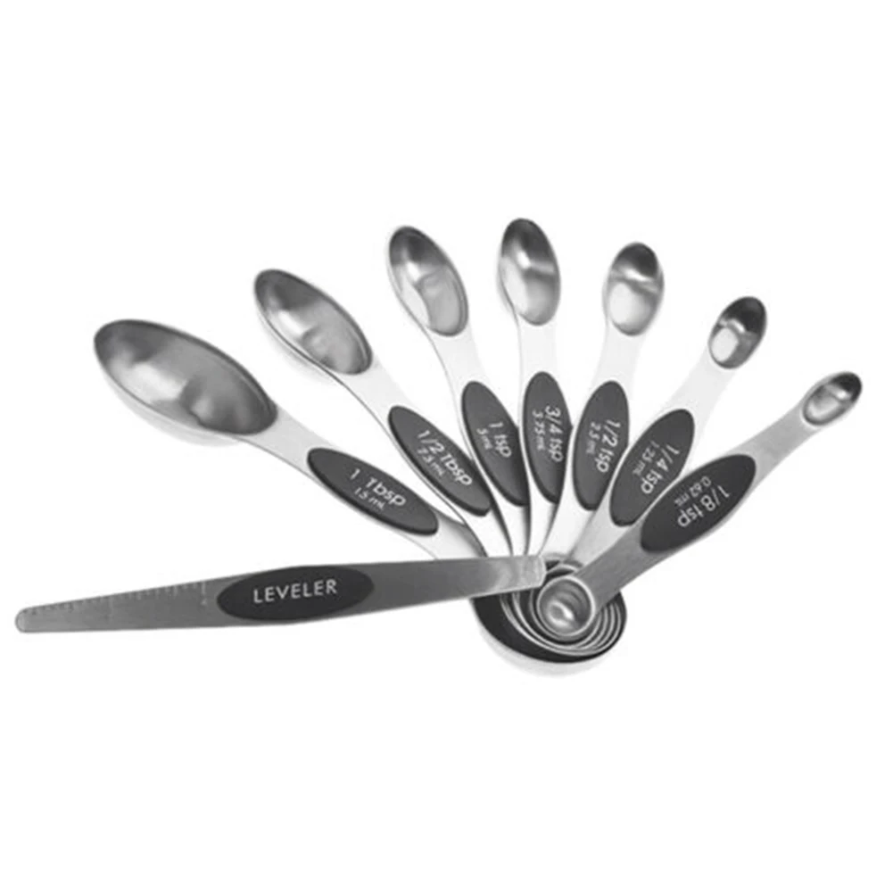 

8Pcs/Set Premium Stainless Steel Magnetic Measuring Spoons Teaspoon Coffee Sugar Powder Spice Scoop Kitchen Baking Tools