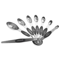 8pcsset premium stainless steel magnetic measuring spoons teaspoon coffee sugar powder spice scoop kitchen baking tools