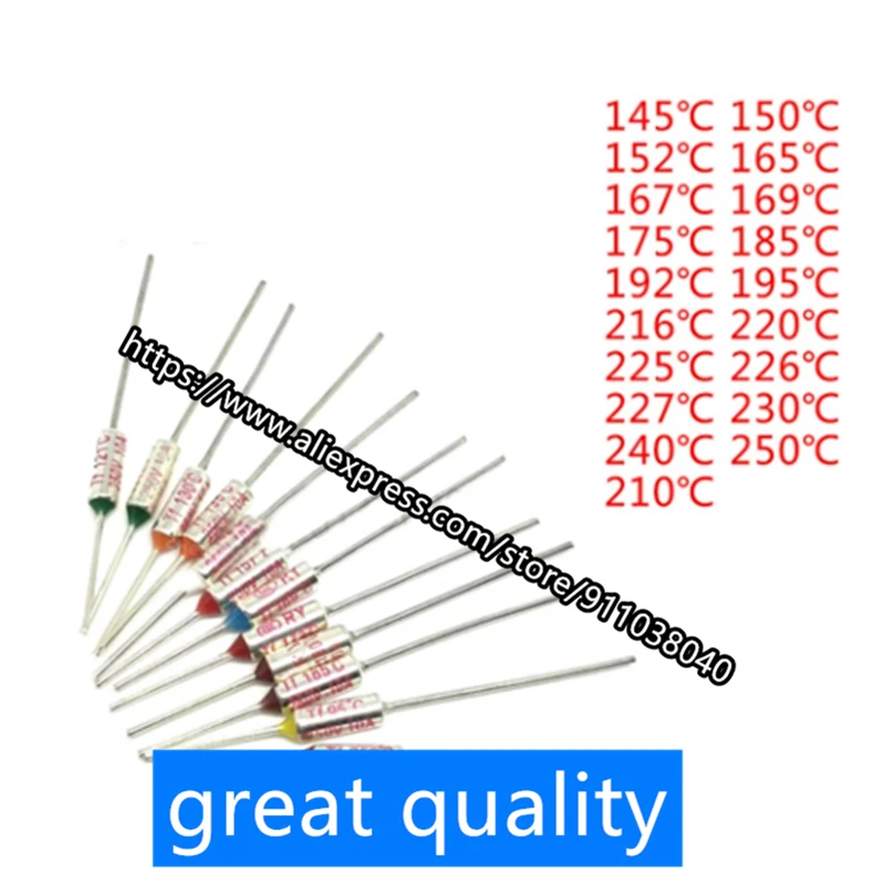 10PCS 10A 250V Thermal Fuse (145 150 152 165 167 169 175 185 192 195 210 216 220 225 226 227 240 250)°c |