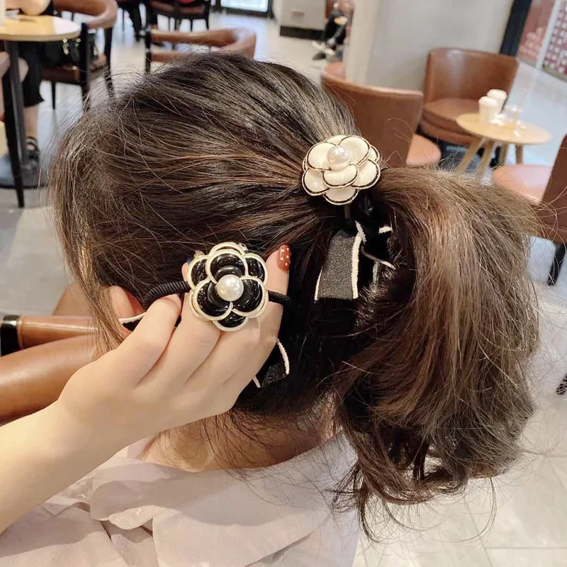 Classic Camellia Head Rope Hair Luxury Brand Flower Rubber Band Ponytail Headdress | Украшения и аксессуары