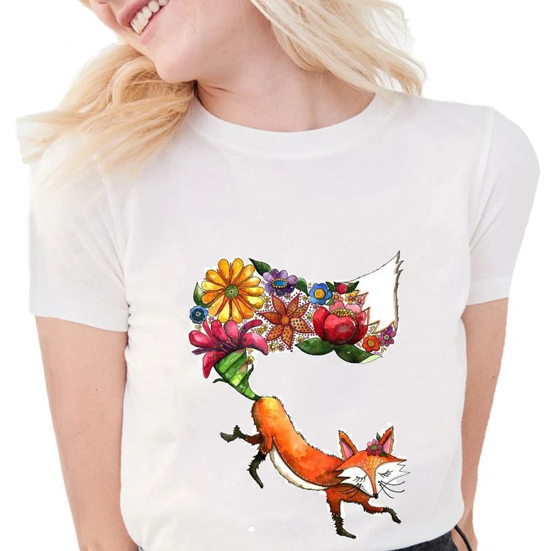 Новые летние модные дизайнерские футболки с изображением лисы животных женские