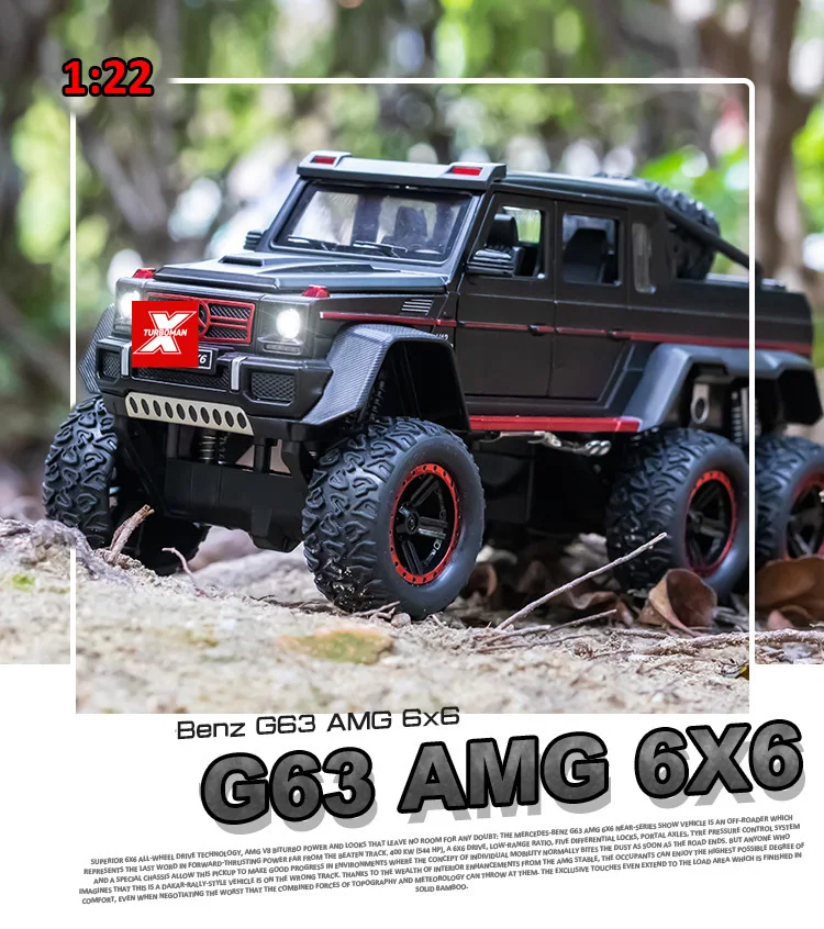 

Hot scale 1:22 wheels monsters diecast suv car benz G63 AMG 6X6 metal model with light sound pull back vehicle toy collection