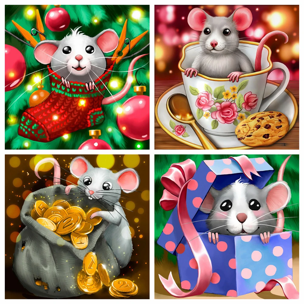 

Huacan DIY Diamond Painting 5d Animal Full Square Drill Diamond Embroidery Cross Stitch Mouse Handicraft Wall Art Home Decor