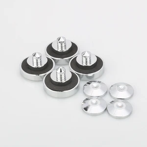 4Pcs Chrome Speaker Spike Isolation Feet Pads Stand Brass Cone Turntable Amplifier Spikes Cone Floor Foot Nail Pads 38*25mm
